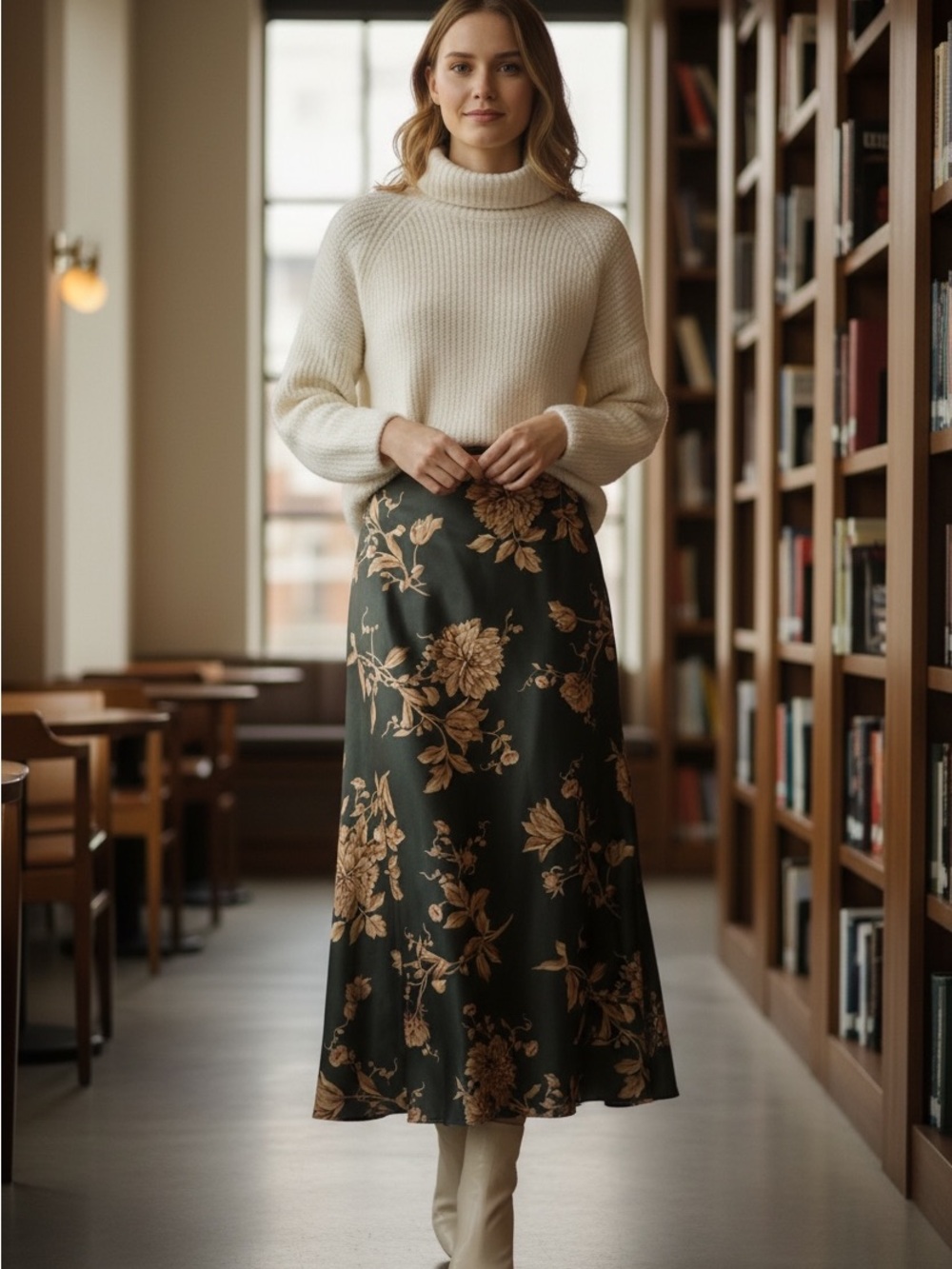 NWT Vintage Talbots Midi Wrap Skirt - Forest green Chrysanthemum Floral size 12
